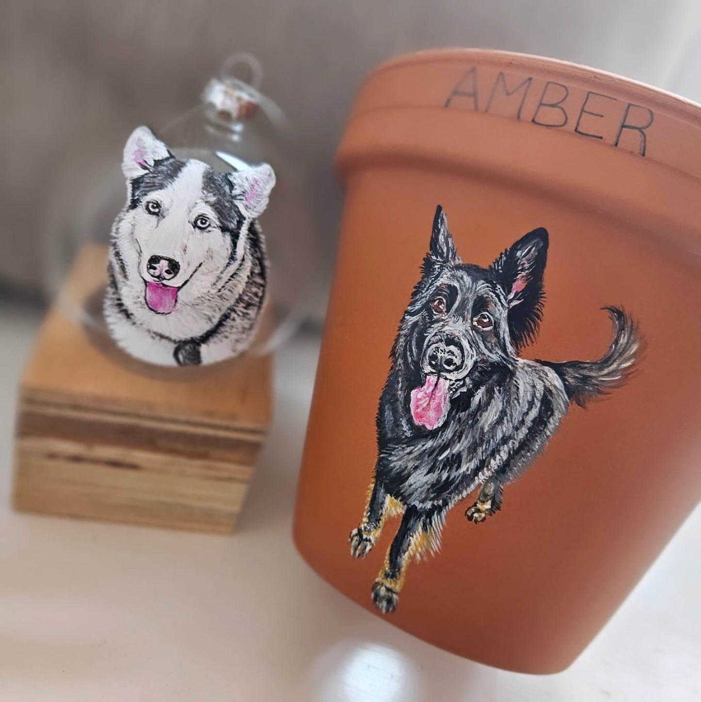 Hand painted pet terracotta plant pots